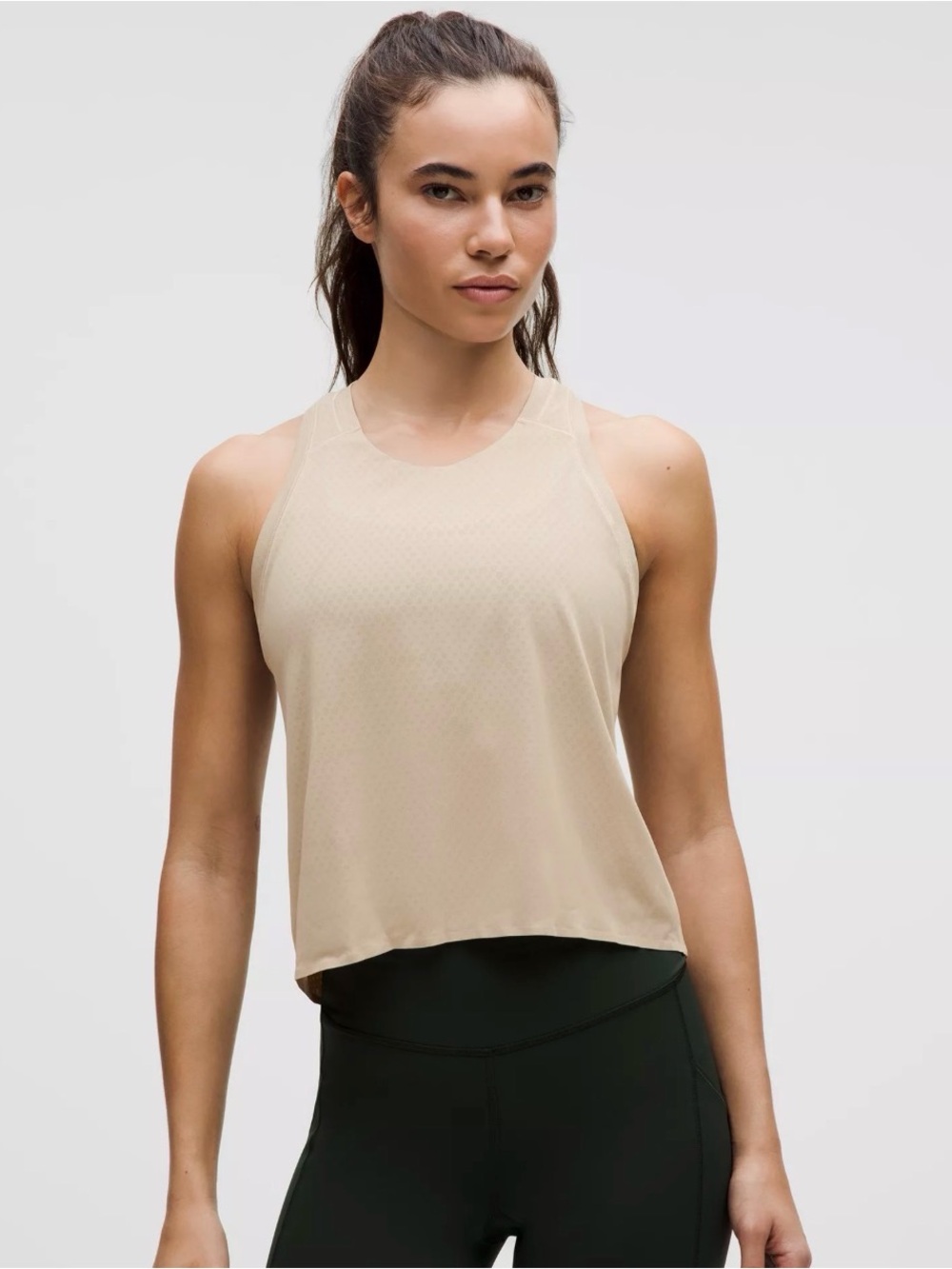 Lululemon Fast and Free Race Length Tank Top Khaki